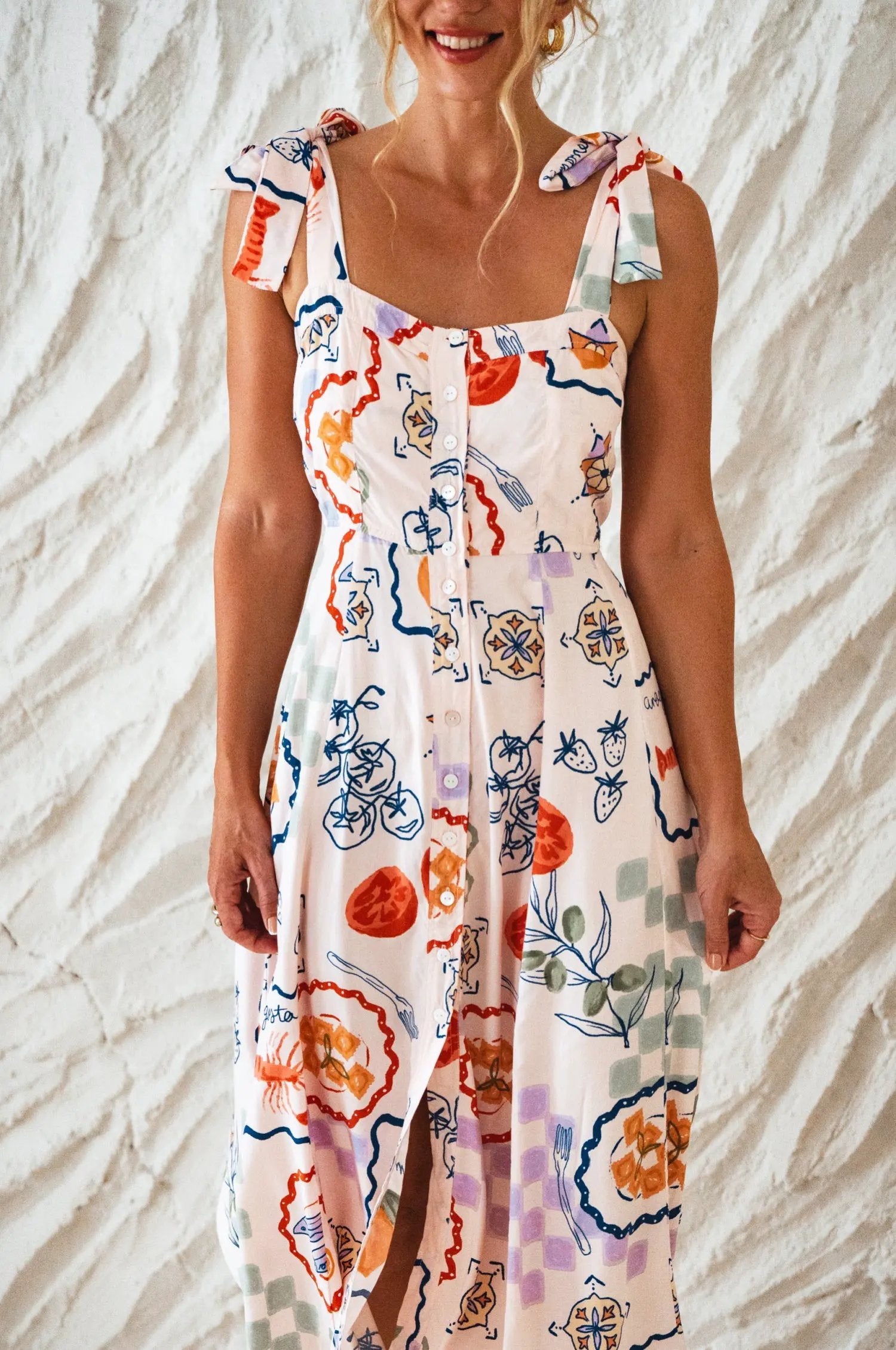Mia Vita Button Down Dress With Ties by ELF