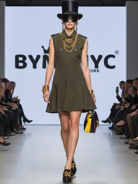 Military-Chic Peplum Dress • CHELSEA New Collection BYMANYC ® New York by BYMANYC ® New York