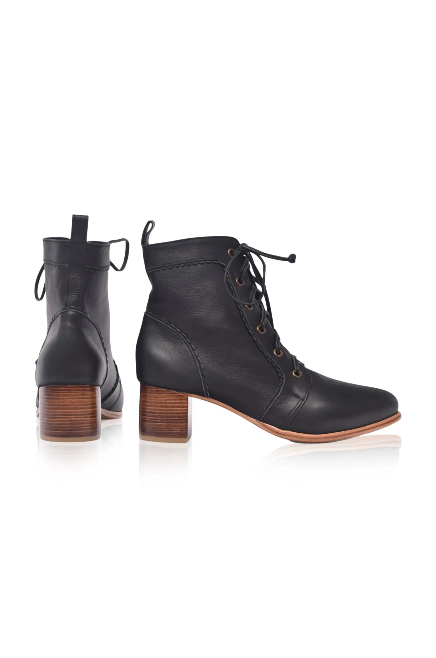 Mon Reve Lace-Up Leather Ankle Booties by ELF