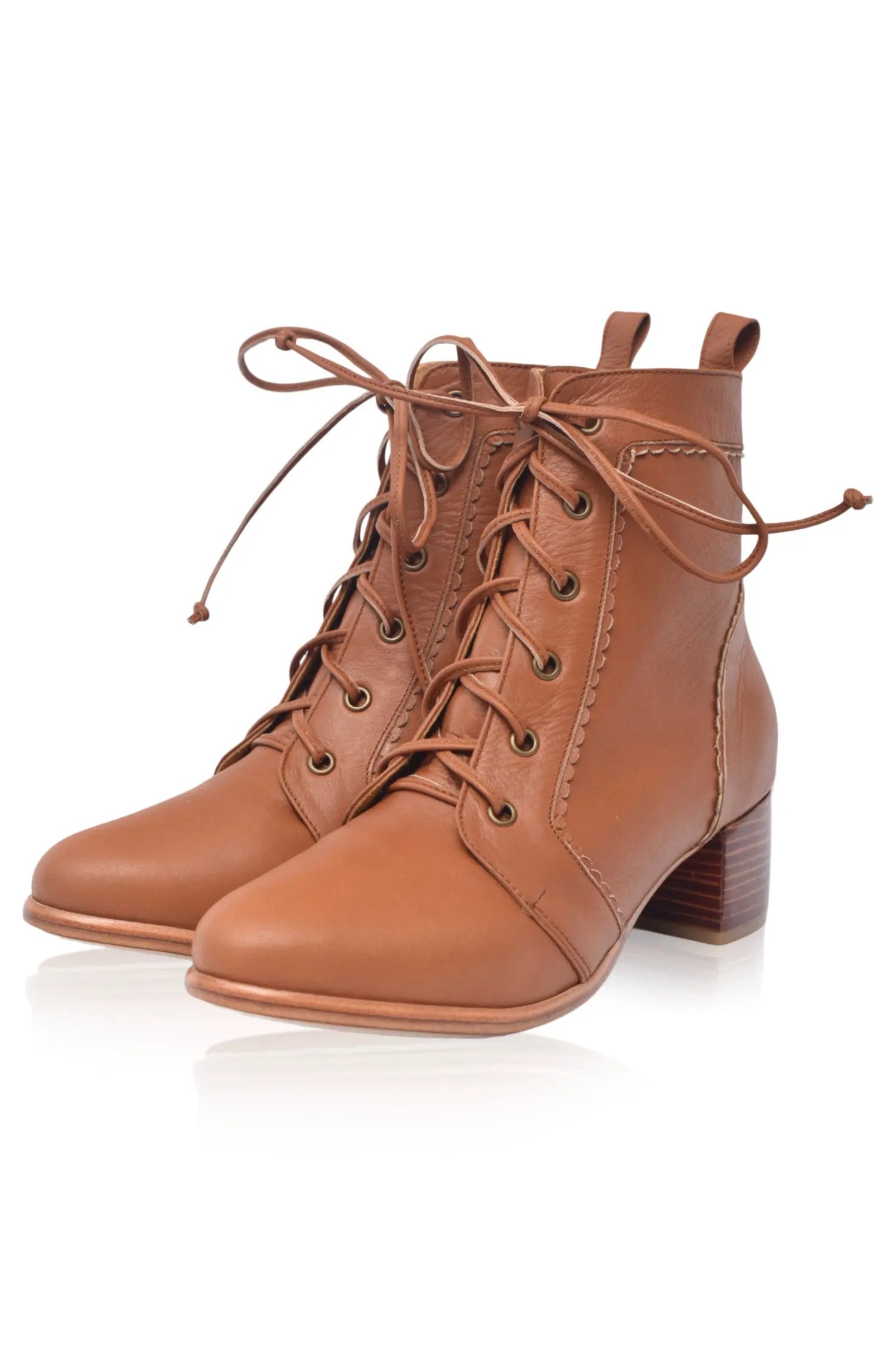 Mon Reve Lace-Up Leather Ankle Booties by ELF