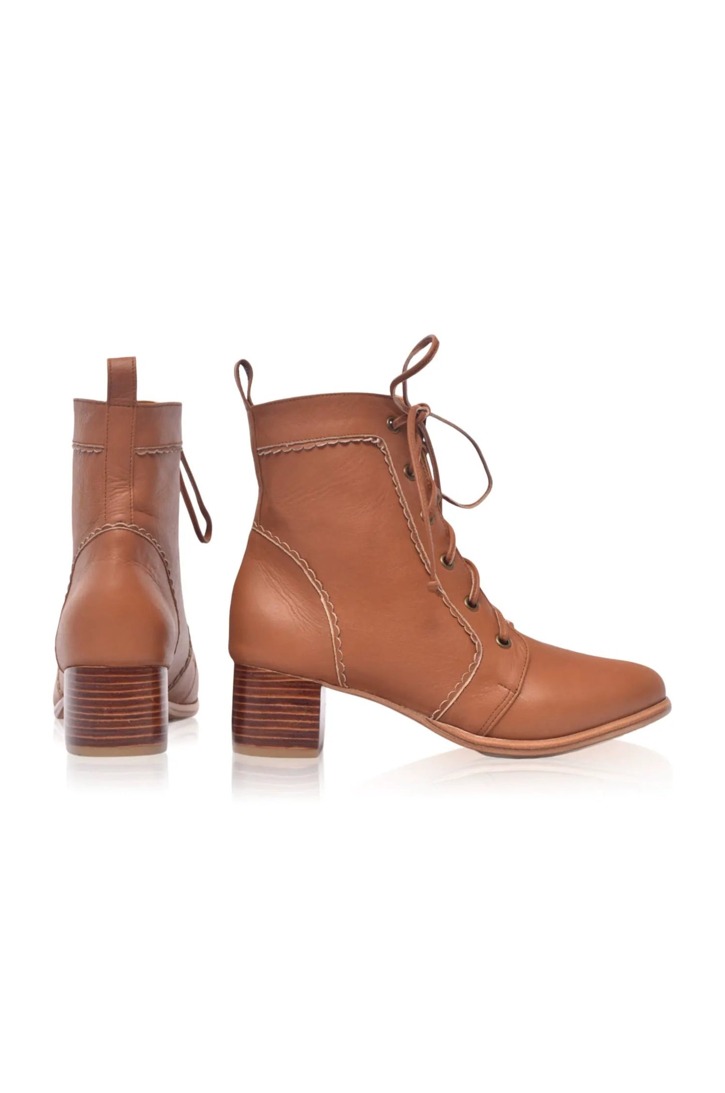Mon Reve Lace-Up Leather Ankle Booties by ELF