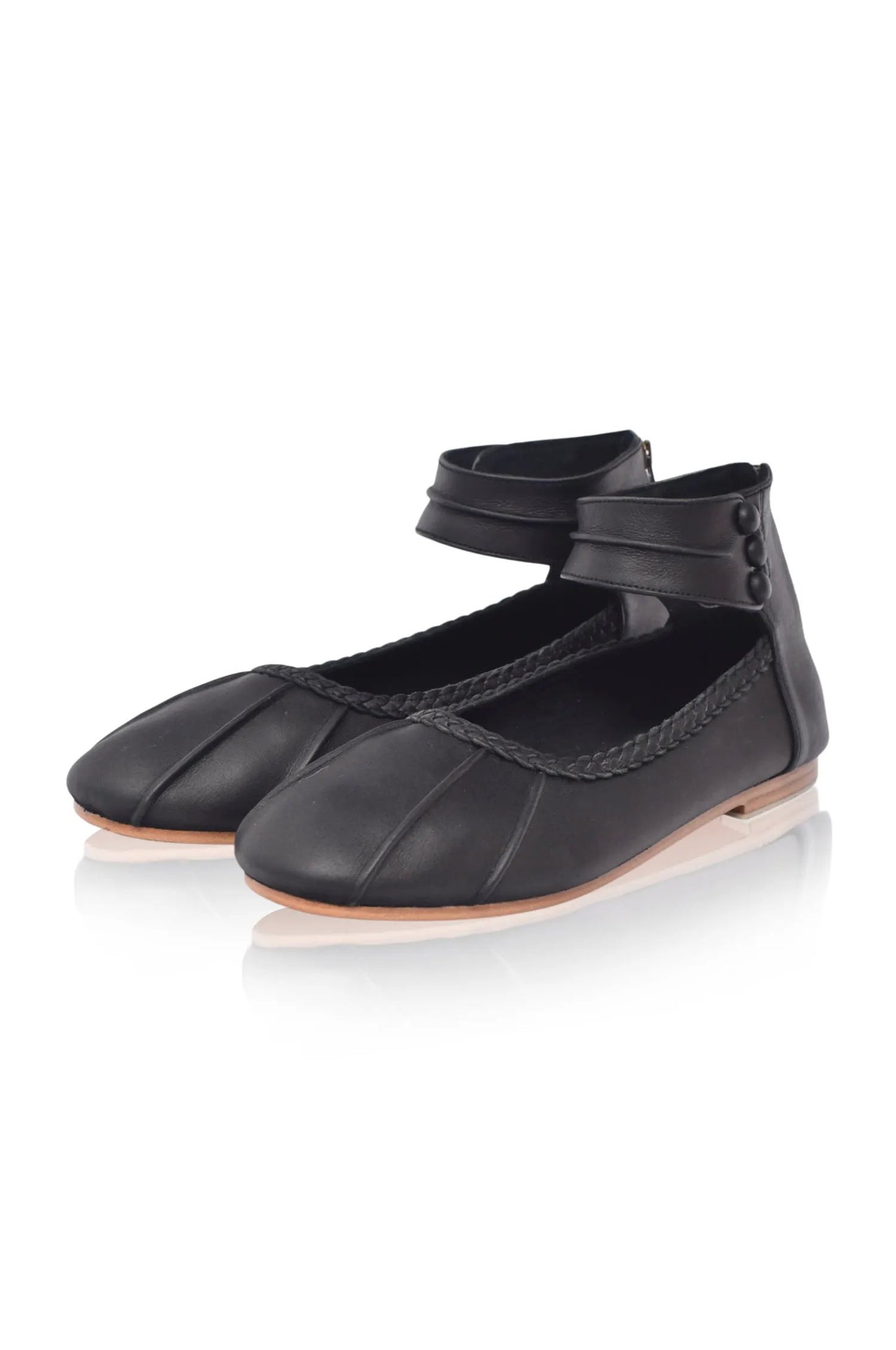 Muse Ankle Strap Leather Ballet Flats by Local