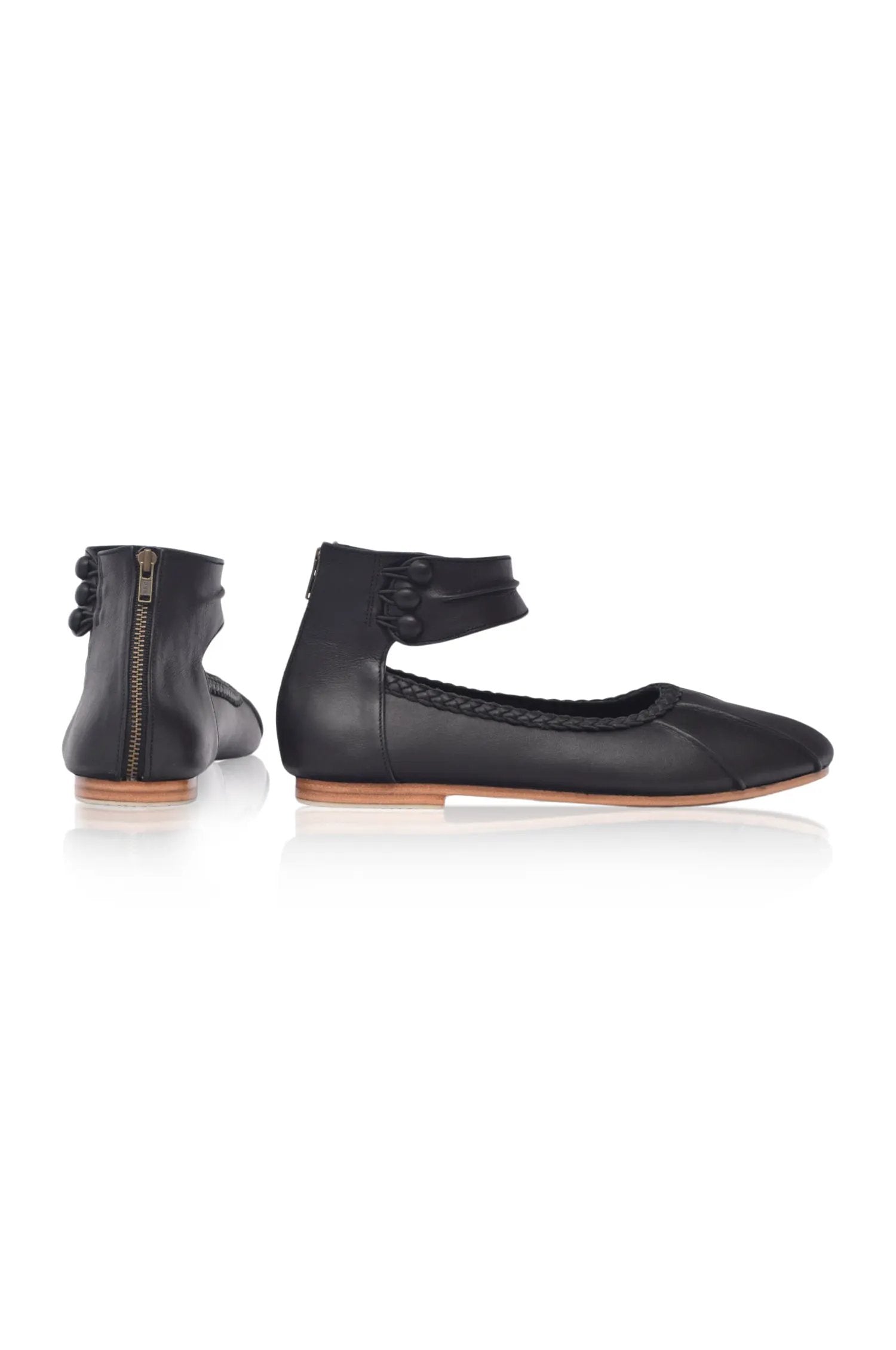 Muse Ankle Strap Leather Ballet Flats by Local