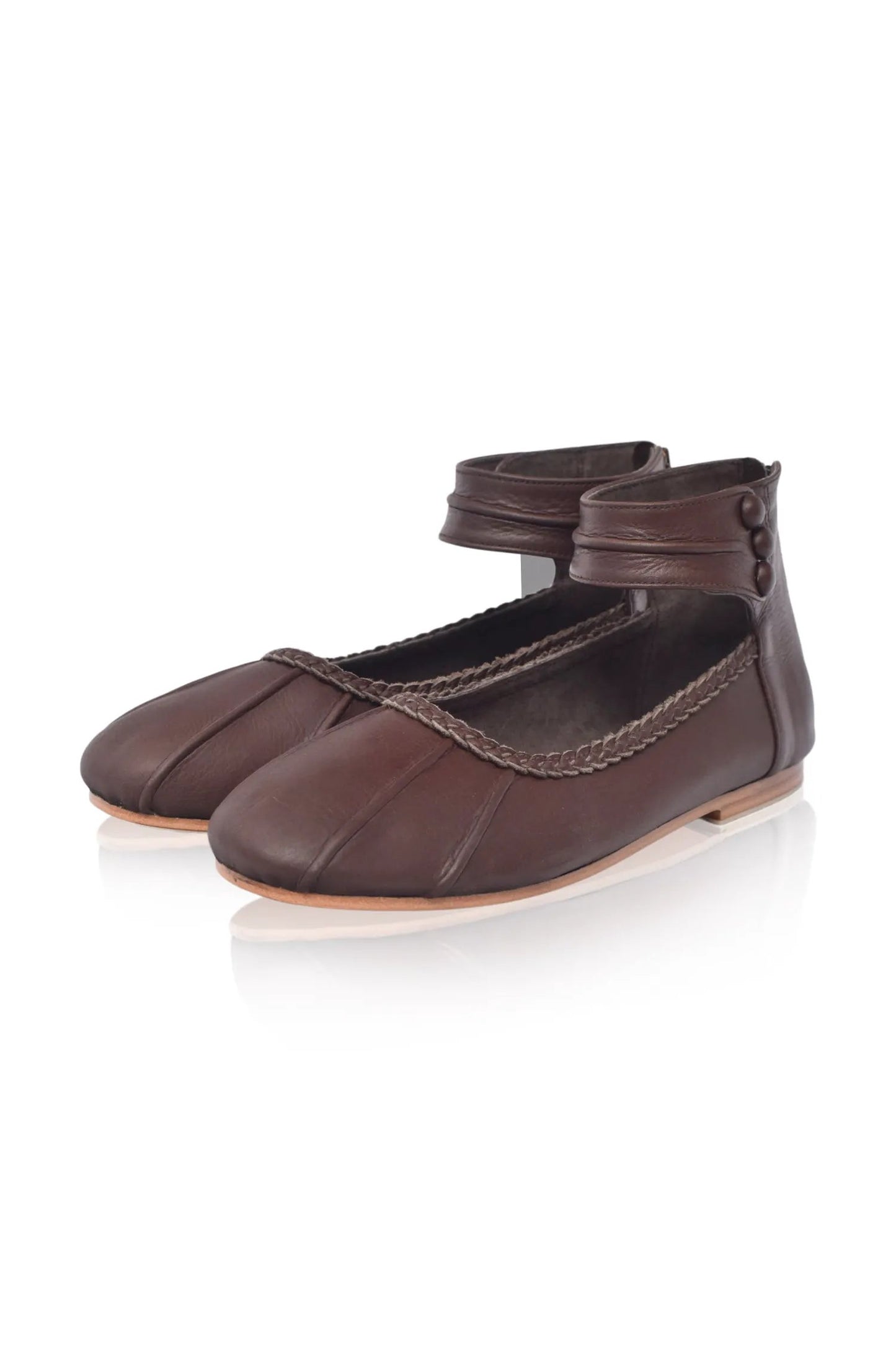 Muse Ankle Strap Leather Ballet Flats by Local
