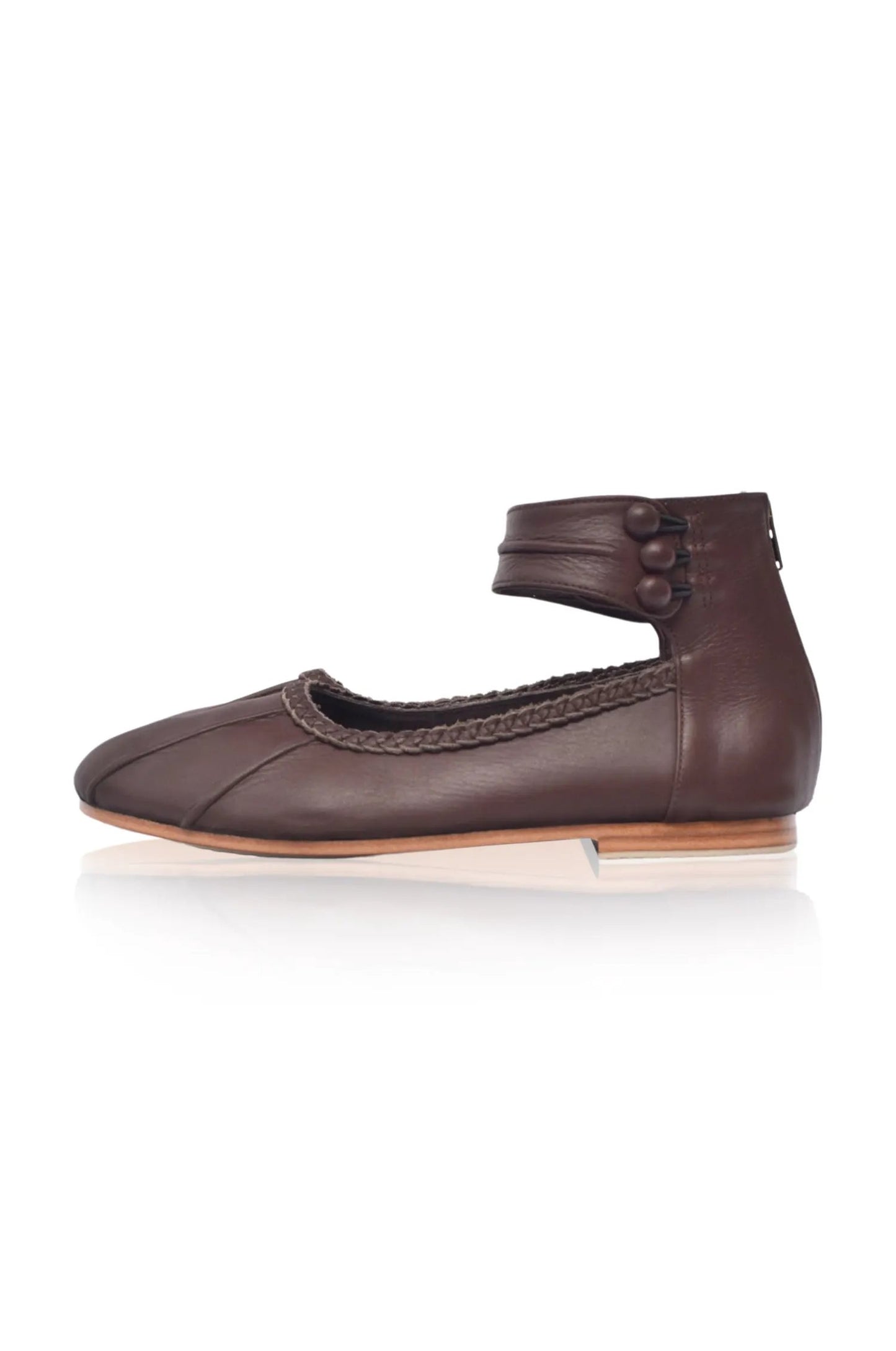 Muse Ankle Strap Leather Ballet Flats by Local