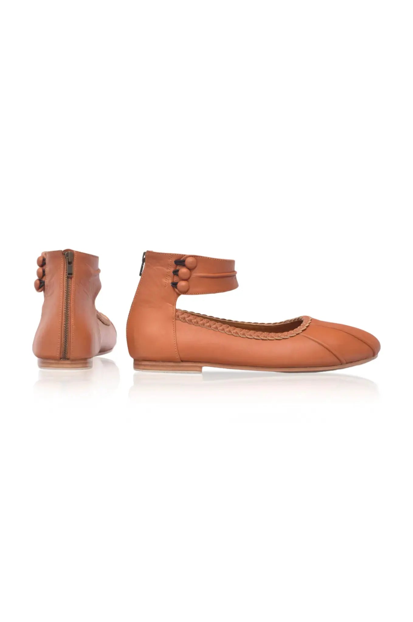 Muse Ankle Strap Leather Ballet Flats by Local