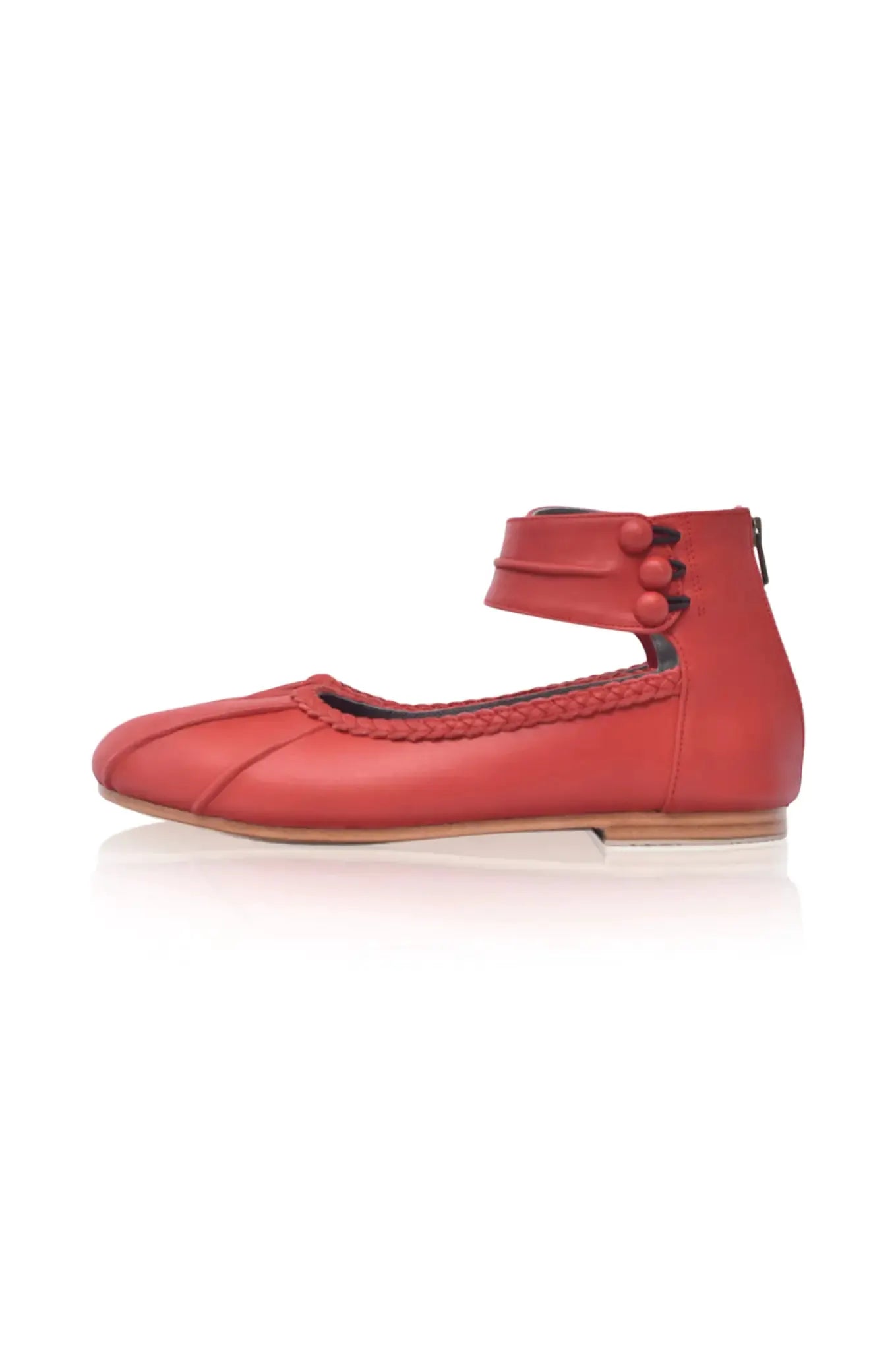 Muse Ankle Strap Leather Ballet Flats by Local