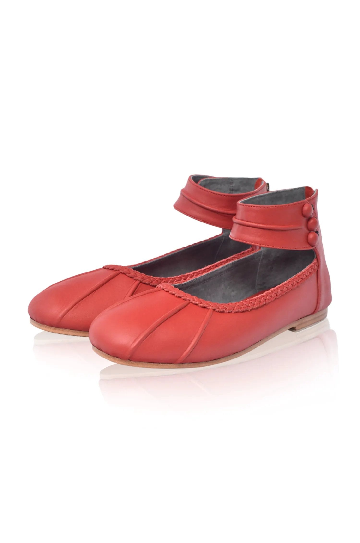 Muse Ankle Strap Leather Ballet Flats by Local