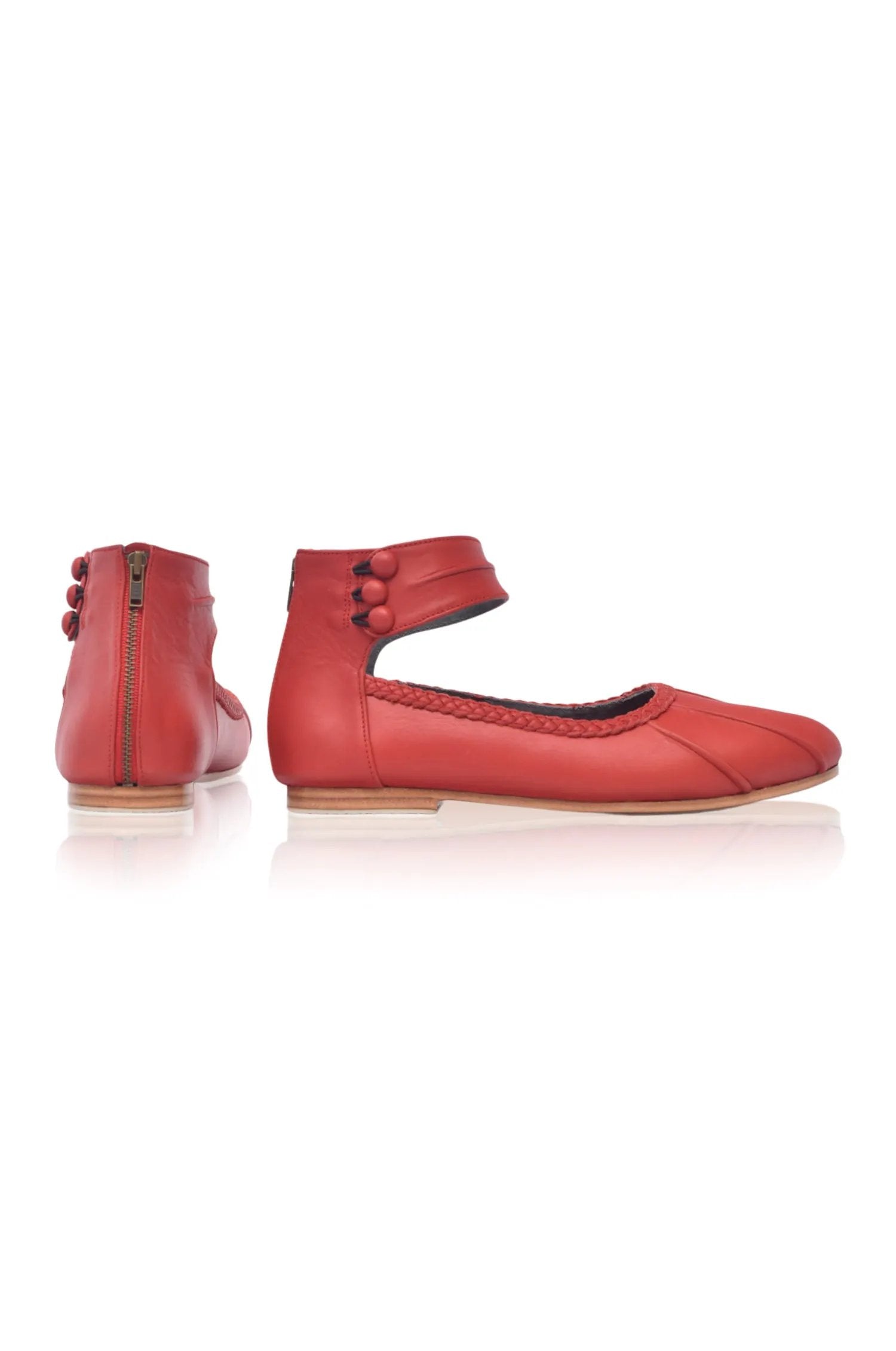 Muse Ankle Strap Leather Ballet Flats by Local
