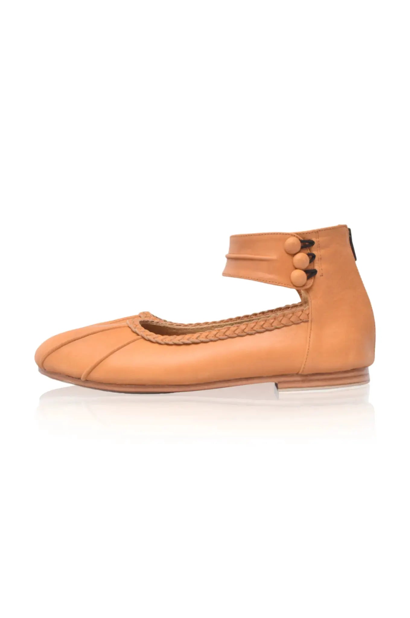 Muse Ankle Strap Leather Ballet Flats by Local