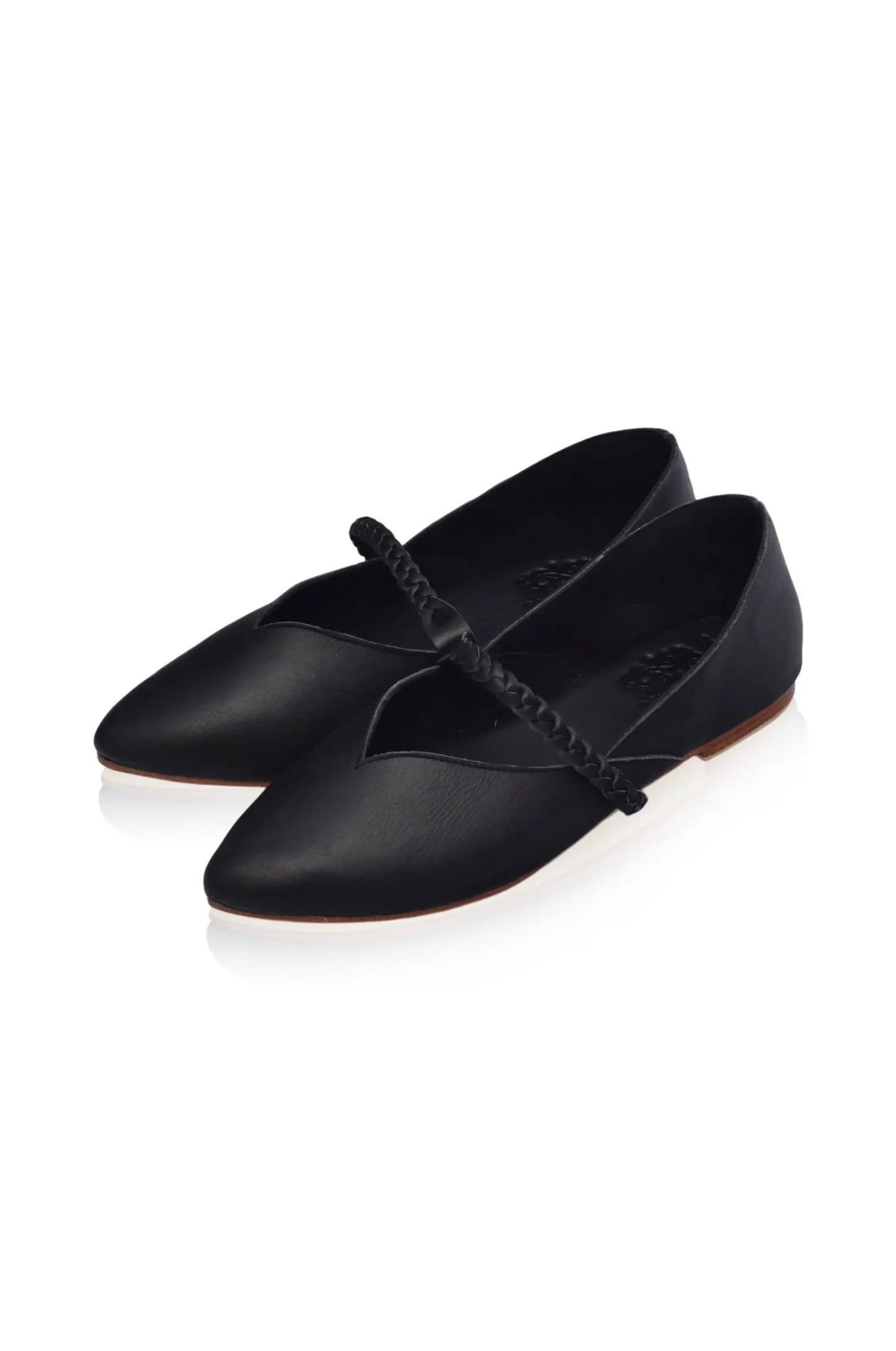 New Love Braided Pointed Toe Leather Flats by ELF