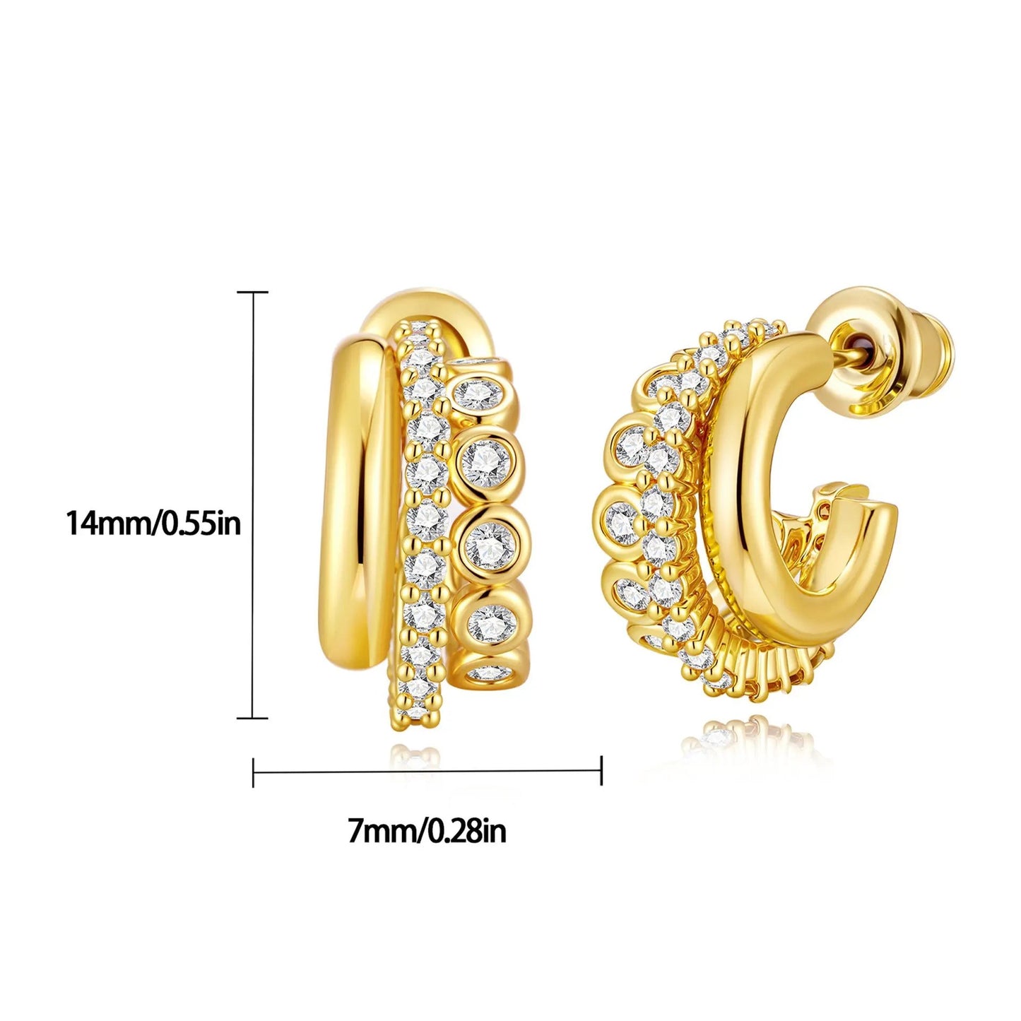 Geometric retro 18K gold earrings with a high-end European and American feel, popular earrings with micro inlaid zircon earrings and ins style earrings by Dropsure