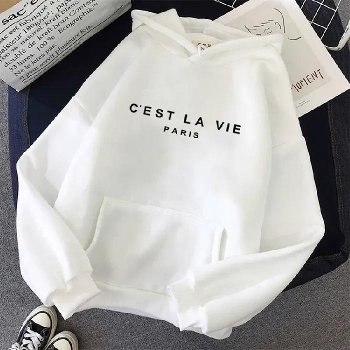 letter print new hooded sweater women's spring long-sleeved lazy style loose hooded top by Dropsure