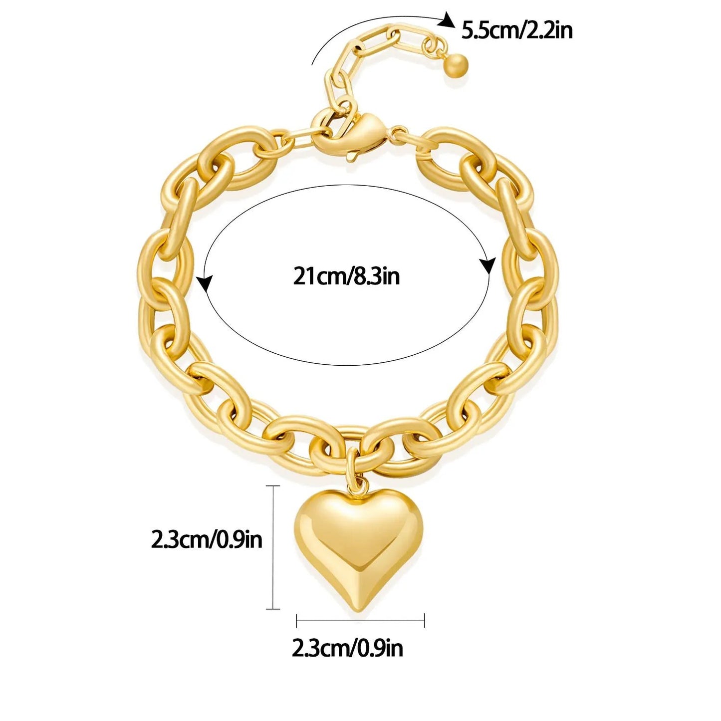 European and American T Hot Cross-border Jewelry Hip-hop Simple Love Pendant Bracelet All-match Geometric Metal Chain Bracelet for Women by Dropsure