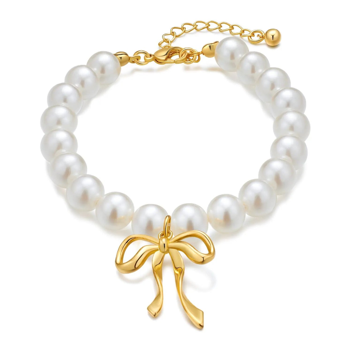 European and American Style Light Luxury Niche High-end Bowknot Pendant Pearl Bracelet Women's Retro Elegant All-match Jewelry Bracelet by Dropsure