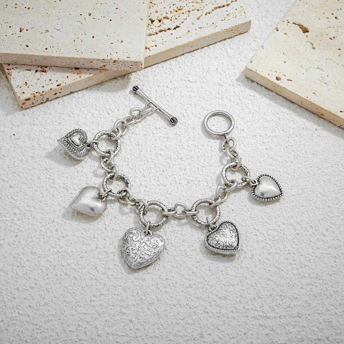 European and American Light Luxury Style Golden Thick Bead Chain Stacked Wear Bracelet Love Bracelet suit European and American Ins Style Heart-Shaped Bracelet by Dropsure