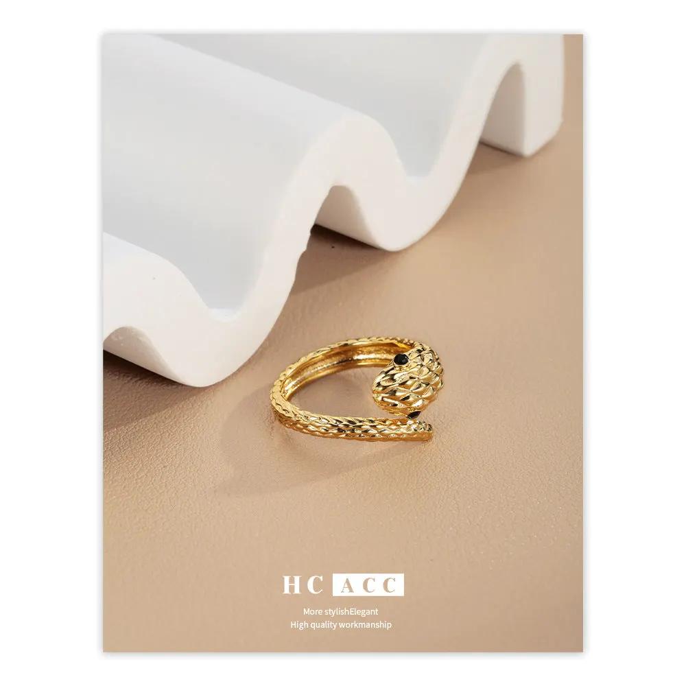 European and American Ring Snake-Shaped Women's Fashion Fashion Fashion Cool Style Personality Design Cold Pattern ins Small Snake Ring Plain Ring by Dropsure