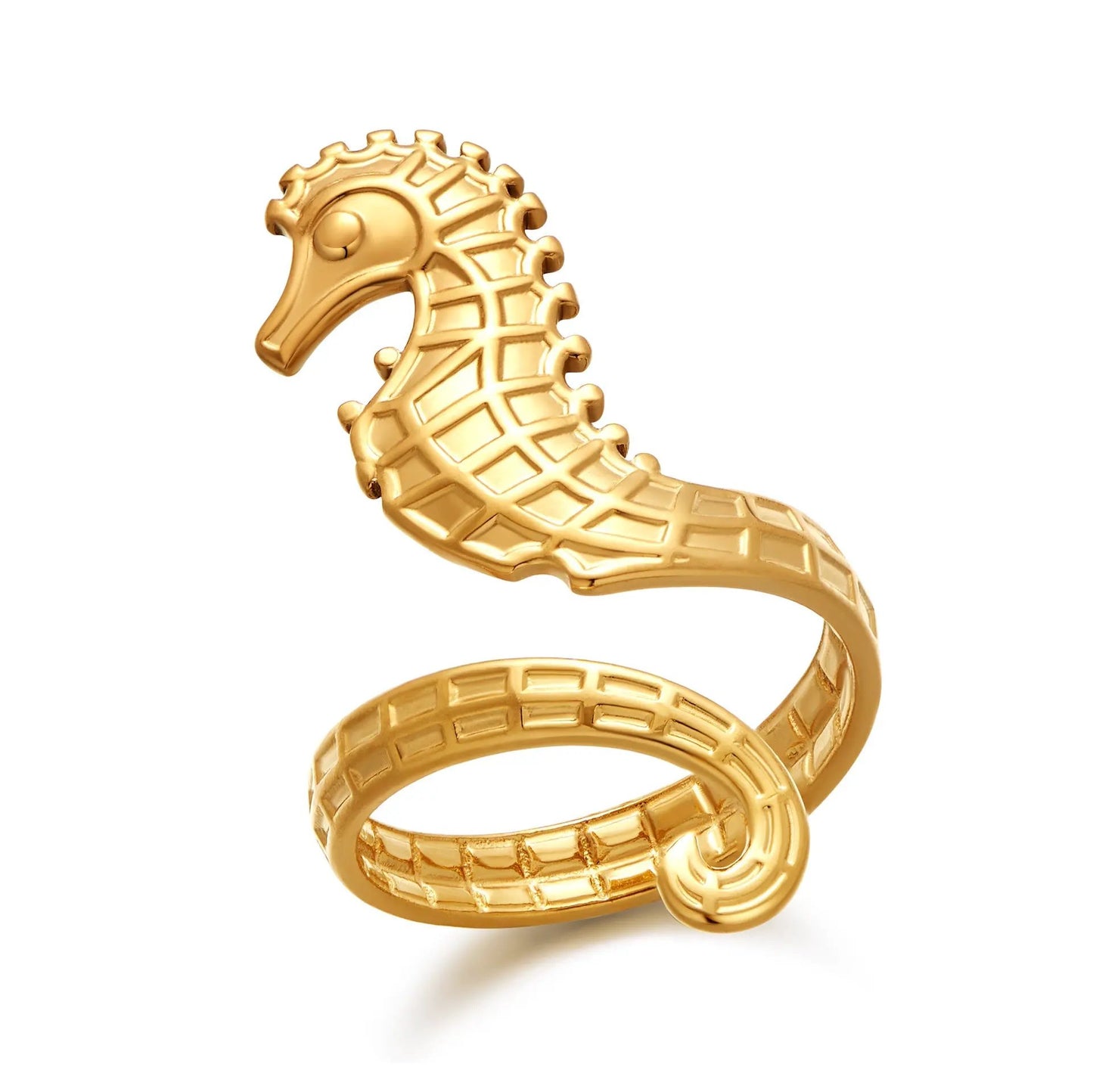 European and American InS-style jewelry rings and bracelets, 18K gold seahorse rings, simple, light luxury and high-end jewelry by Dropsure
