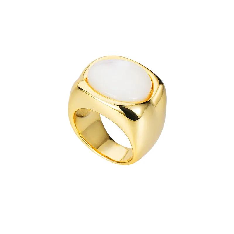 European and American Copper Plated Real Gold Hip Hop Fashionable Ring Geometric Small Fresh Cross-border Distinctive Horn Bag Ring by Dropsure