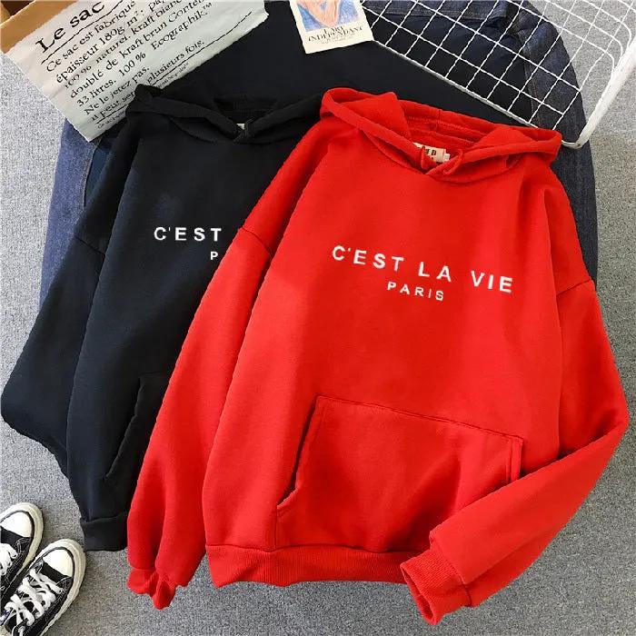 letter print new hooded sweater women's spring long-sleeved lazy style loose hooded top by Dropsure