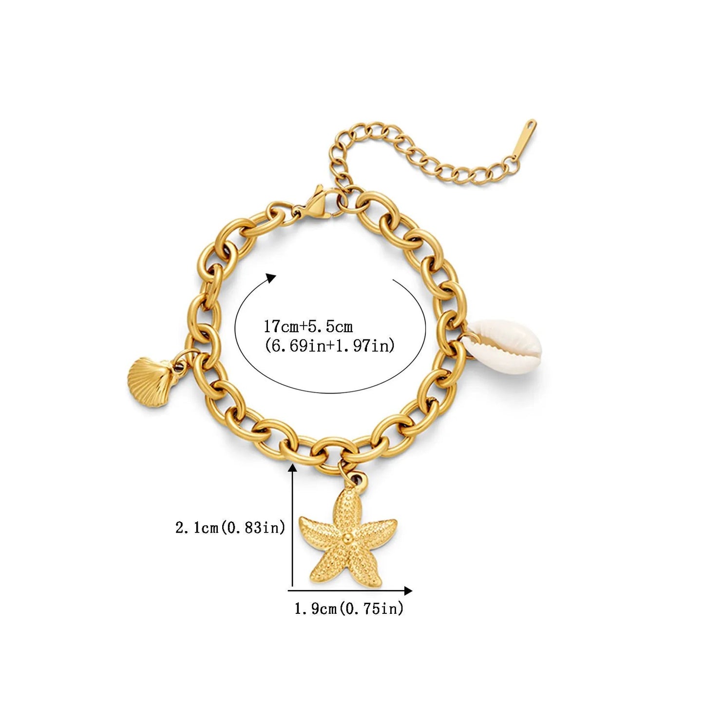 Ins Sea Star Shell Conch Bracelet 18k Gold Handmade Summer Ocean Bracelet Premium Feel Handmade for Women by Dropsure
