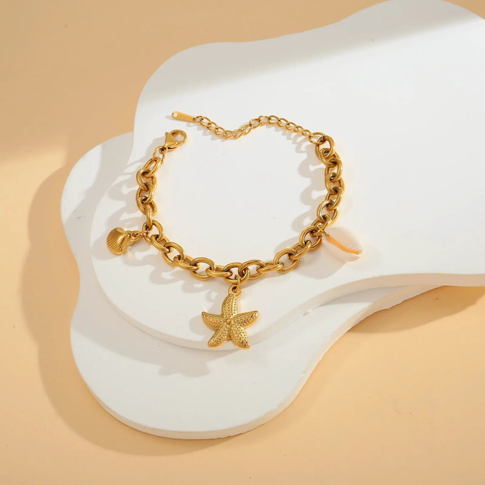 Ins Sea Star Shell Conch Bracelet 18k Gold Handmade Summer Ocean Bracelet Premium Feel Handmade for Women by Dropsure