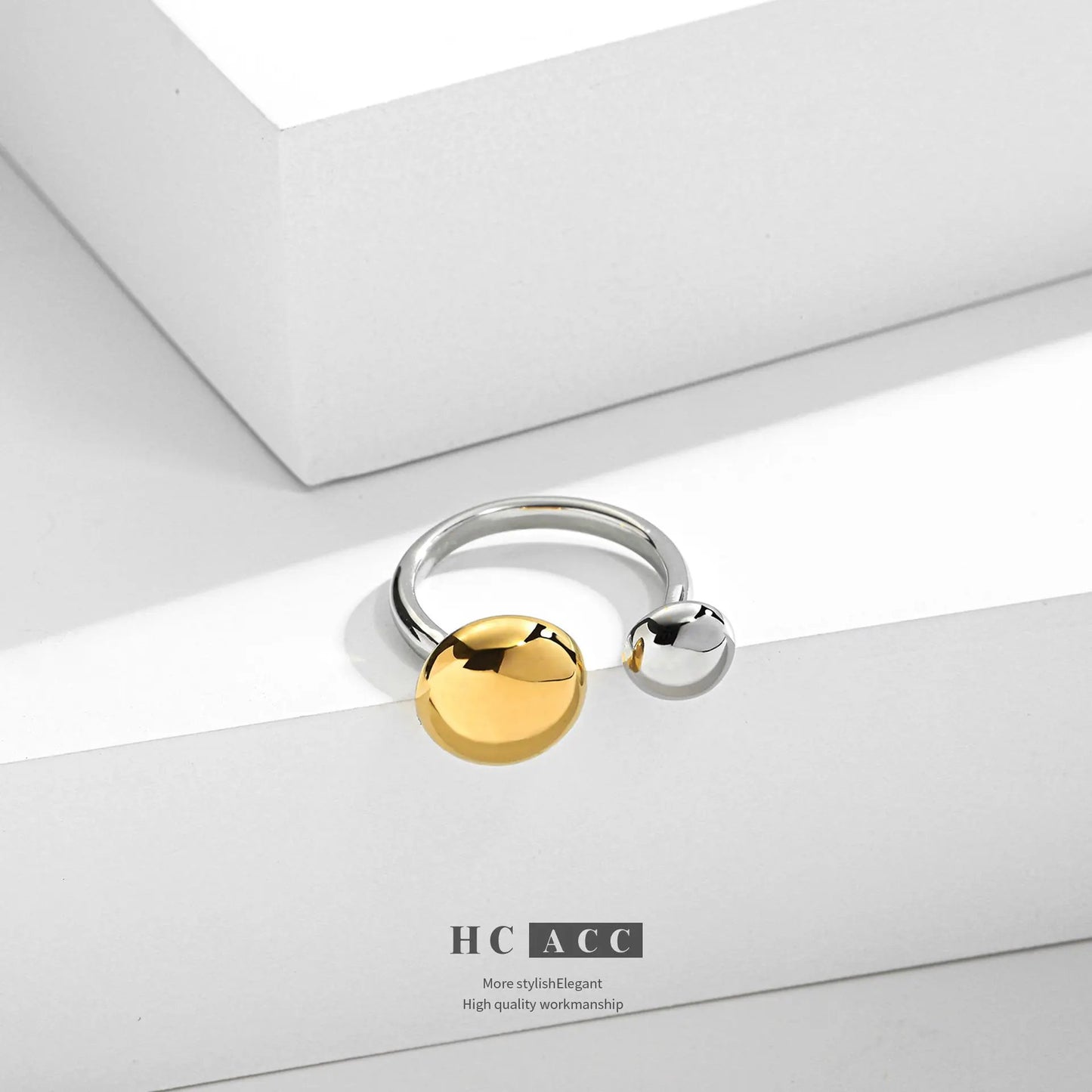 Europe and the United States cross-border new small size round cake ring personality exaggerated high sense 18K gold open ring women by Dropsure