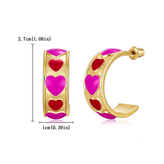 Colored oil-dripping C-shaped earrings, dopamine colored earrings, fashionable and elegant, niche ear rings, Internet celebrity Instagram by Dropsure