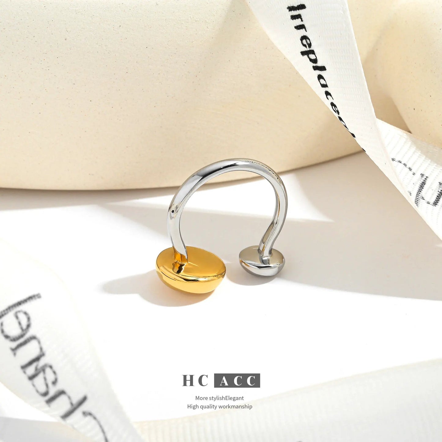 Europe and the United States cross-border new small size round cake ring personality exaggerated high sense 18K gold open ring women by Dropsure