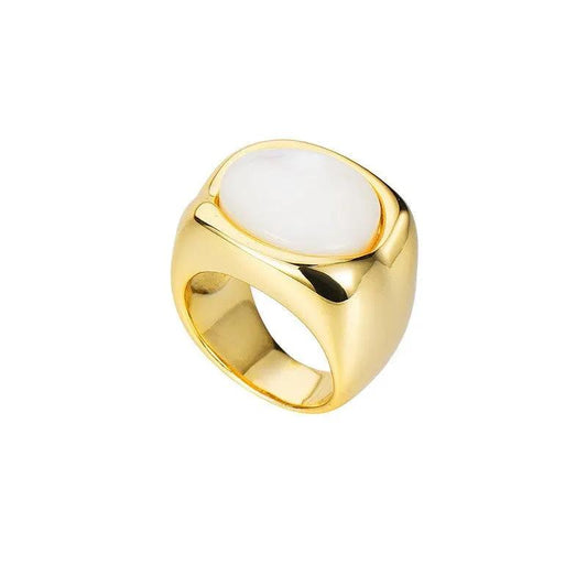 European and American Copper Plated Real Gold Hip Hop Fashionable Ring Geometric Small Fresh Cross-border Distinctive Horn Bag Ring by Dropsure