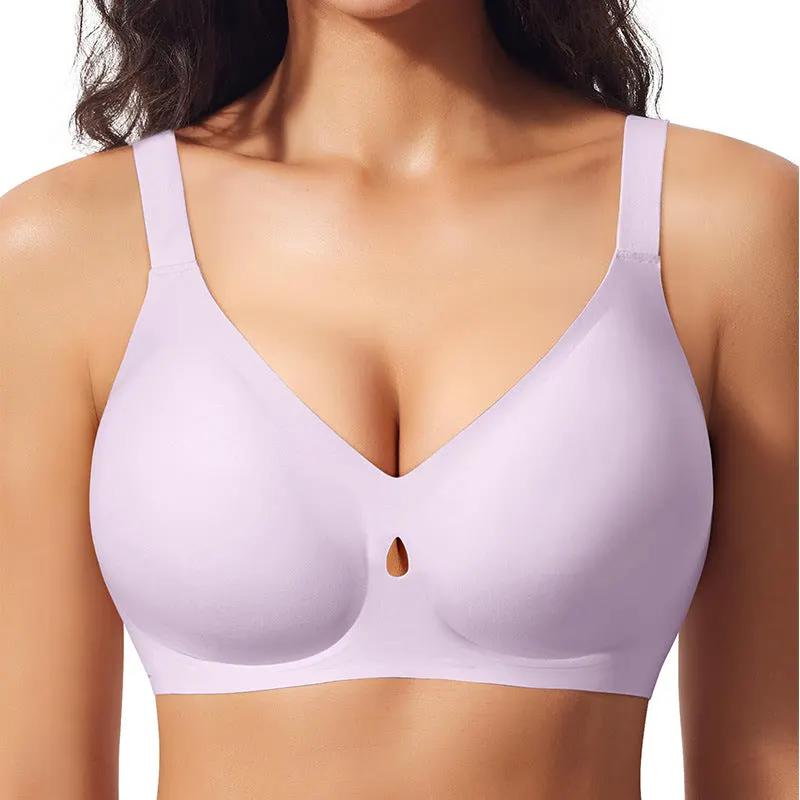 Gather without steel ring, jelly strip, big chest, fat mm, breathable, sexy, seamless underwear, women's bra by Dropsure