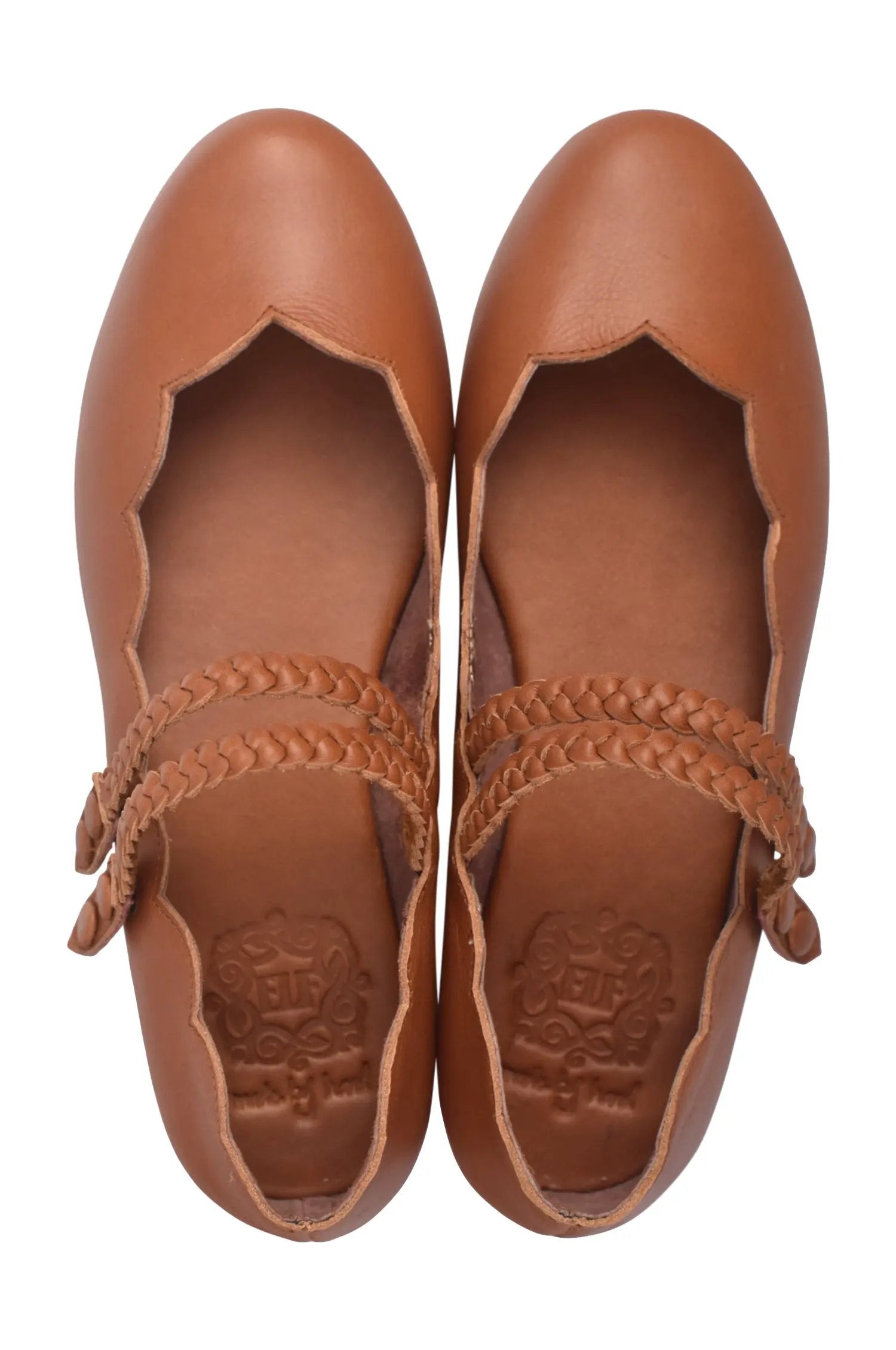 Prima Scalloped Leather Ballet Flats by ELF