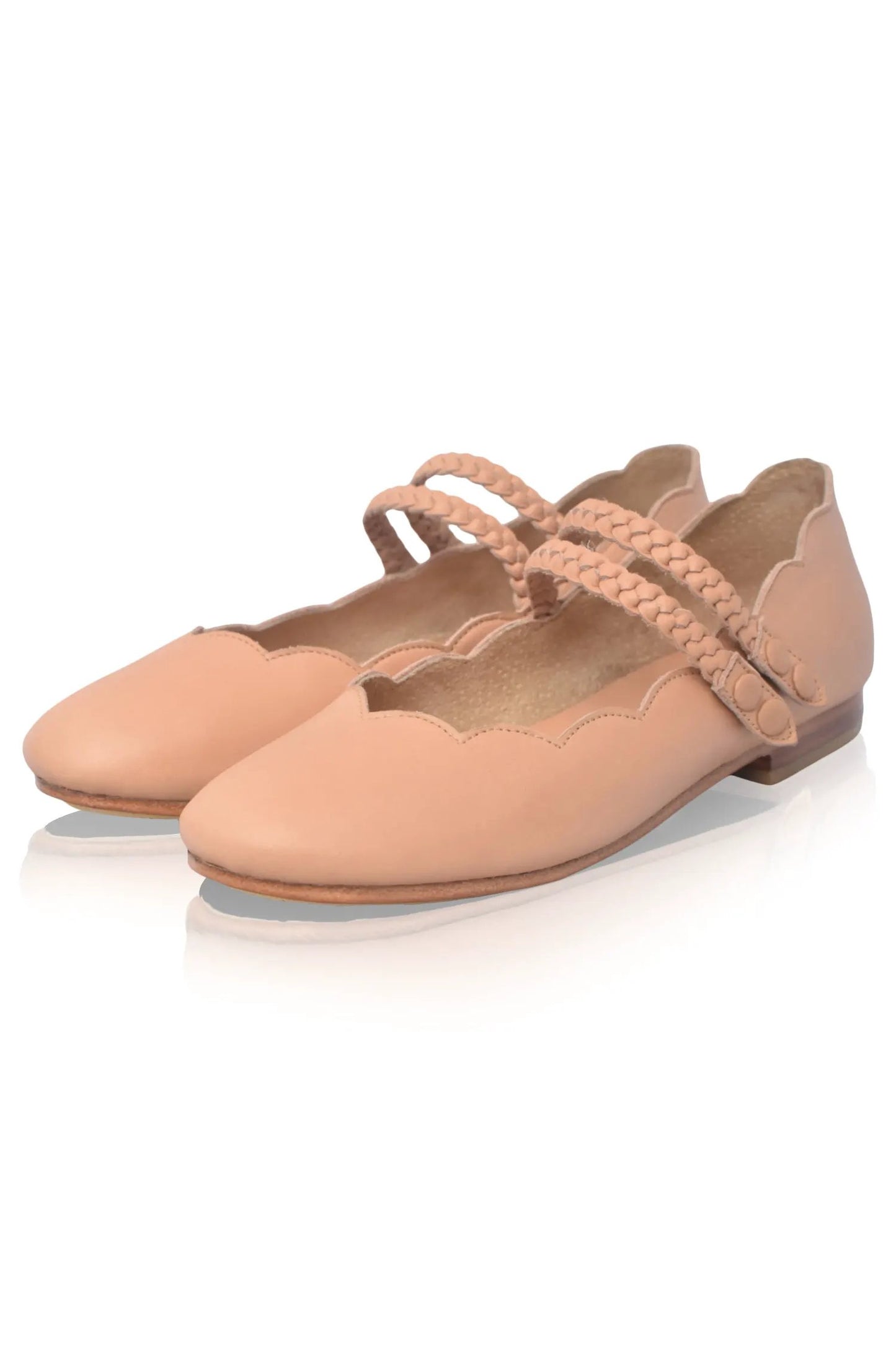 Prima Scalloped Leather Ballet Flats by ELF