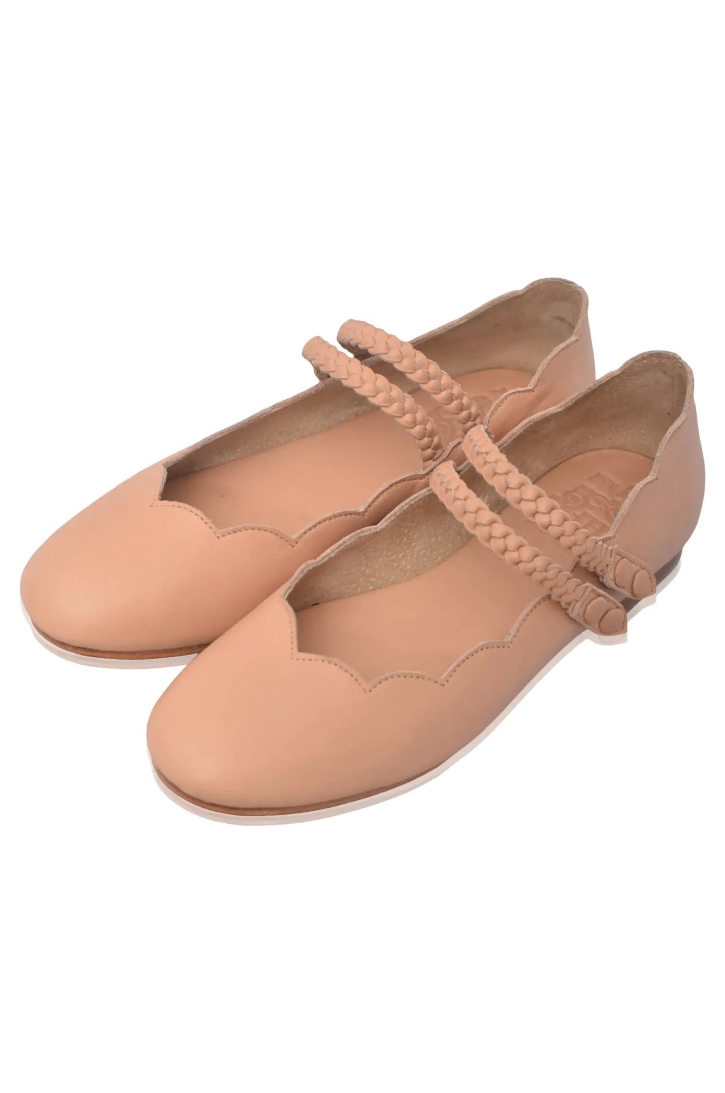 Prima Scalloped Leather Ballet Flats by ELF