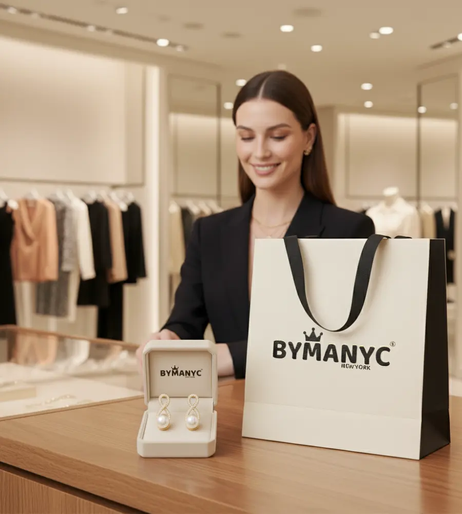 Pearl Stud Earrings Infinity Pearl SOHO BYMANYC ® New York by BYMANYC ® New York