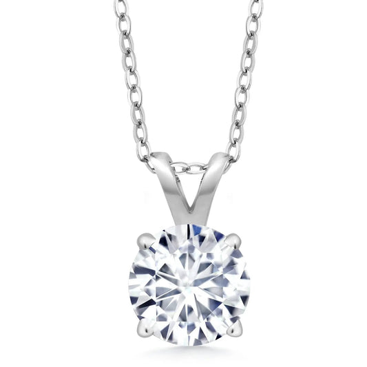 2.00 CTW Created Moissanite Solitaire Pendant Necklace – 14K Gold by SightHolderDiamonds LLC