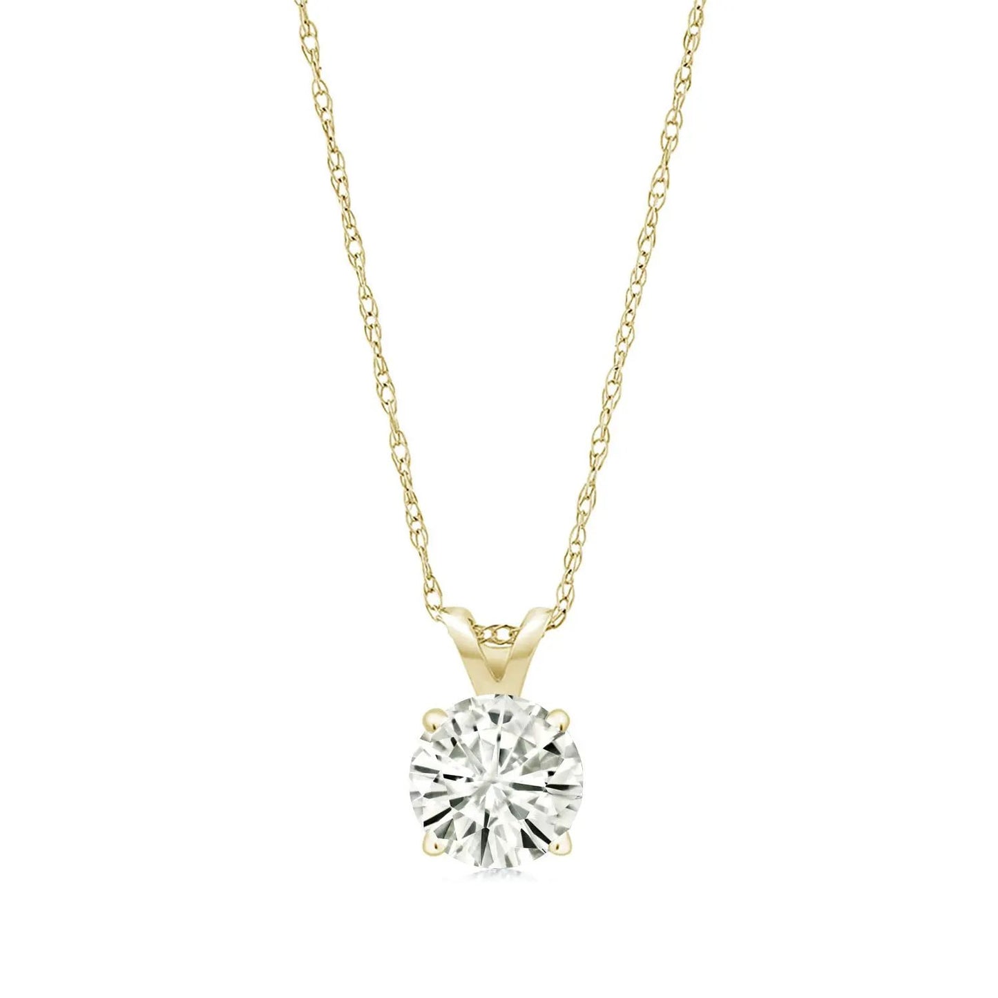 2.00 CTW Created Moissanite Solitaire Pendant Necklace – 14K Gold by SightHolderDiamonds LLC