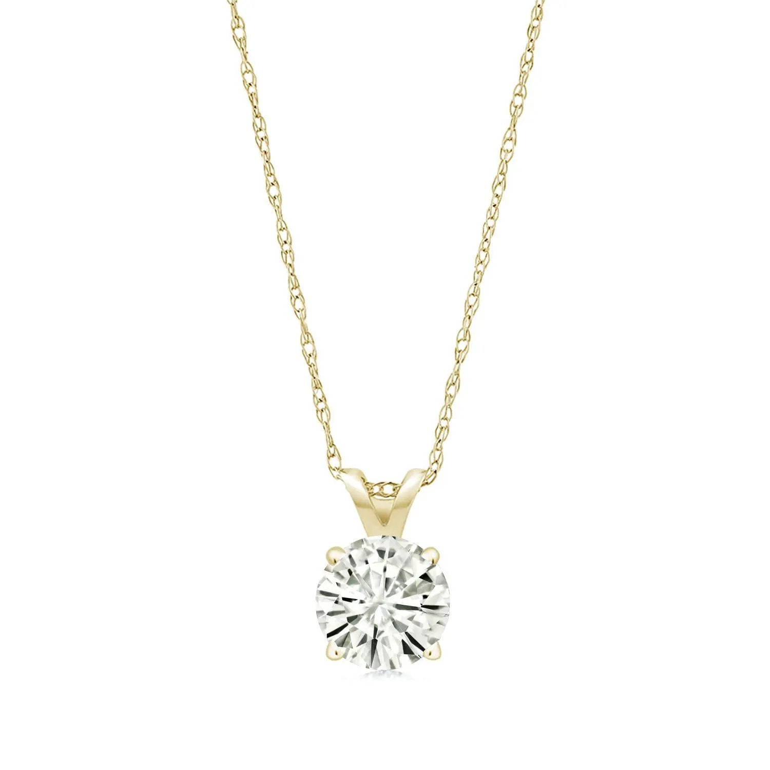 2.00 CTW Created Moissanite Solitaire Pendant Necklace – 14K Gold by SightHolderDiamonds LLC