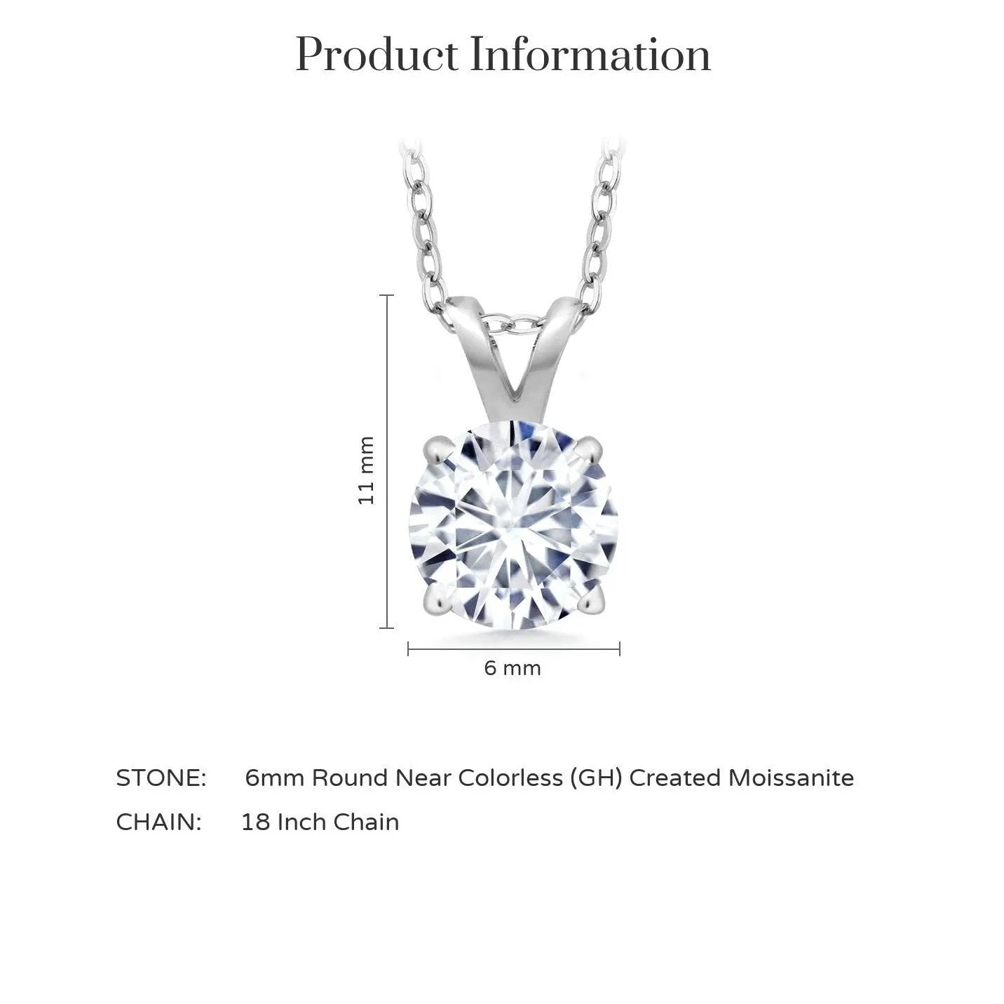 2.00 CTW Created Moissanite Solitaire Pendant Necklace – 14K Gold by SightHolderDiamonds LLC