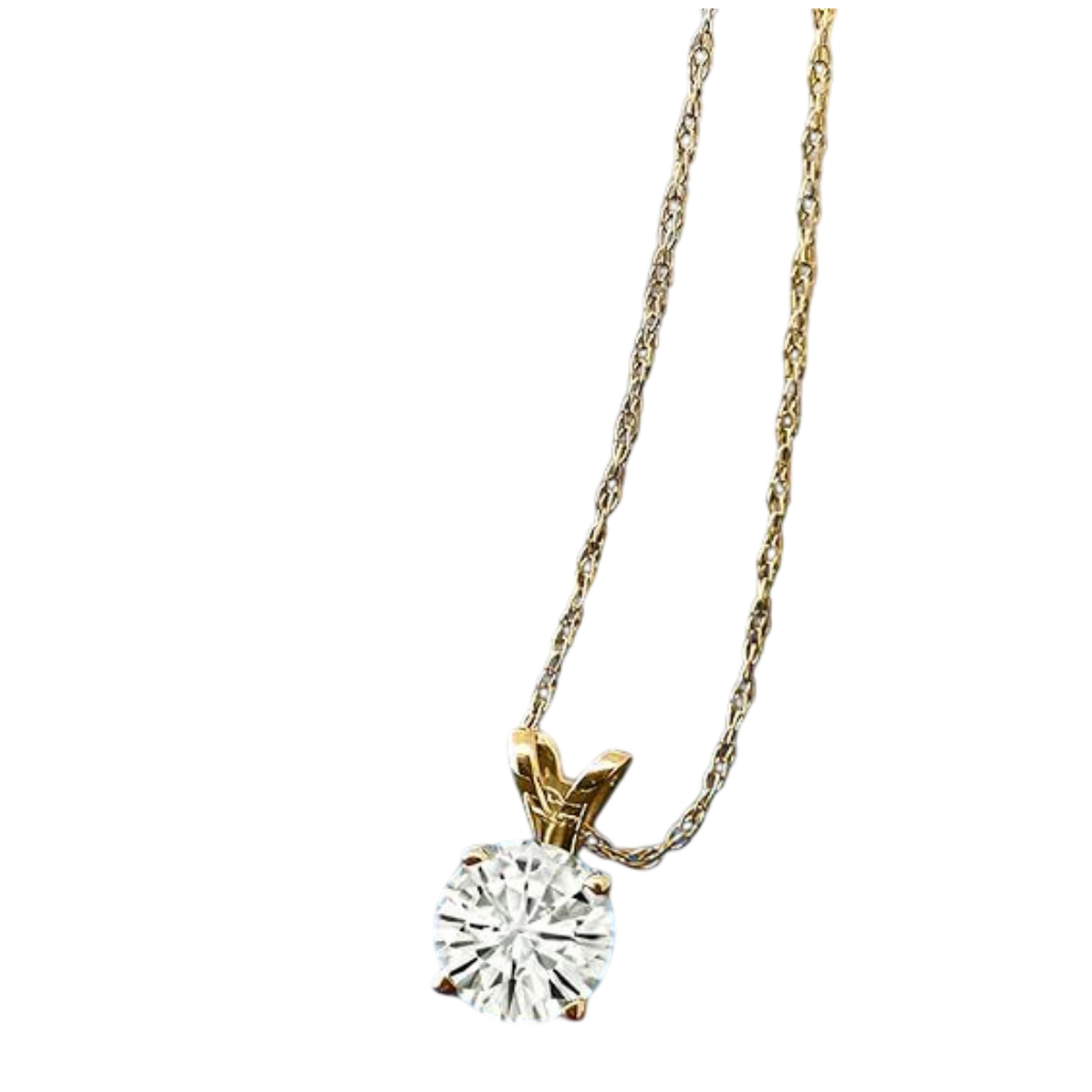 2.00 CTW Created Moissanite Solitaire Pendant Necklace – 14K Gold by SightHolderDiamonds LLC