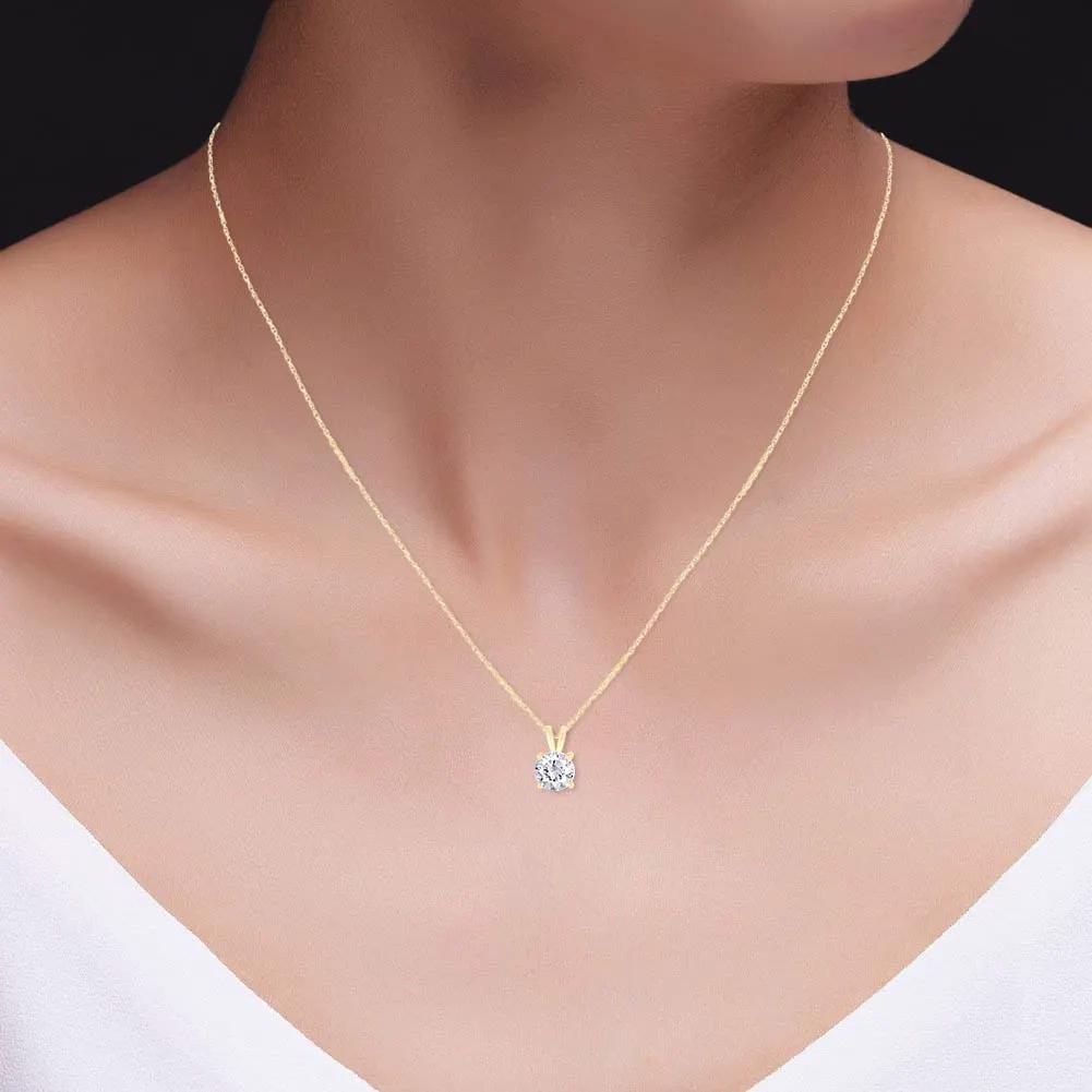 2.00 CTW Created Moissanite Solitaire Pendant Necklace – 14K Gold by SightHolderDiamonds LLC