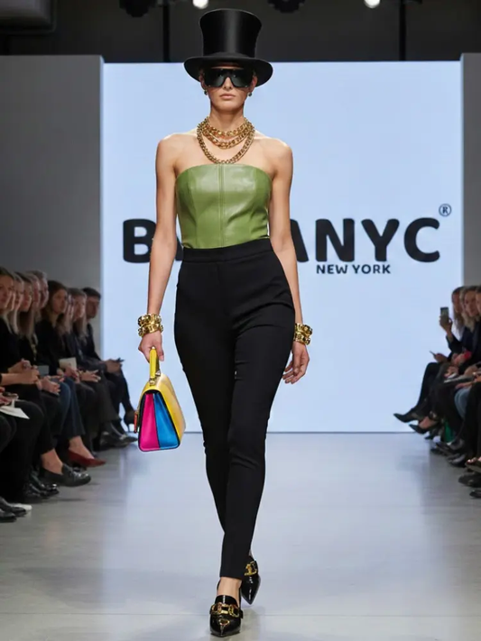Pistachio Eco-Leather Bustier • GREENWICH New Collection BYMANYC ® New York by BYMANYC ® New York