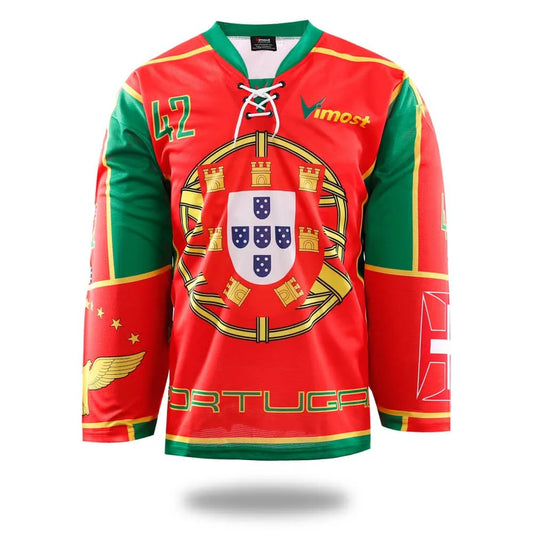 Sublimated Red Portugal Design Ice Hockey Jersey by Vimost Shop