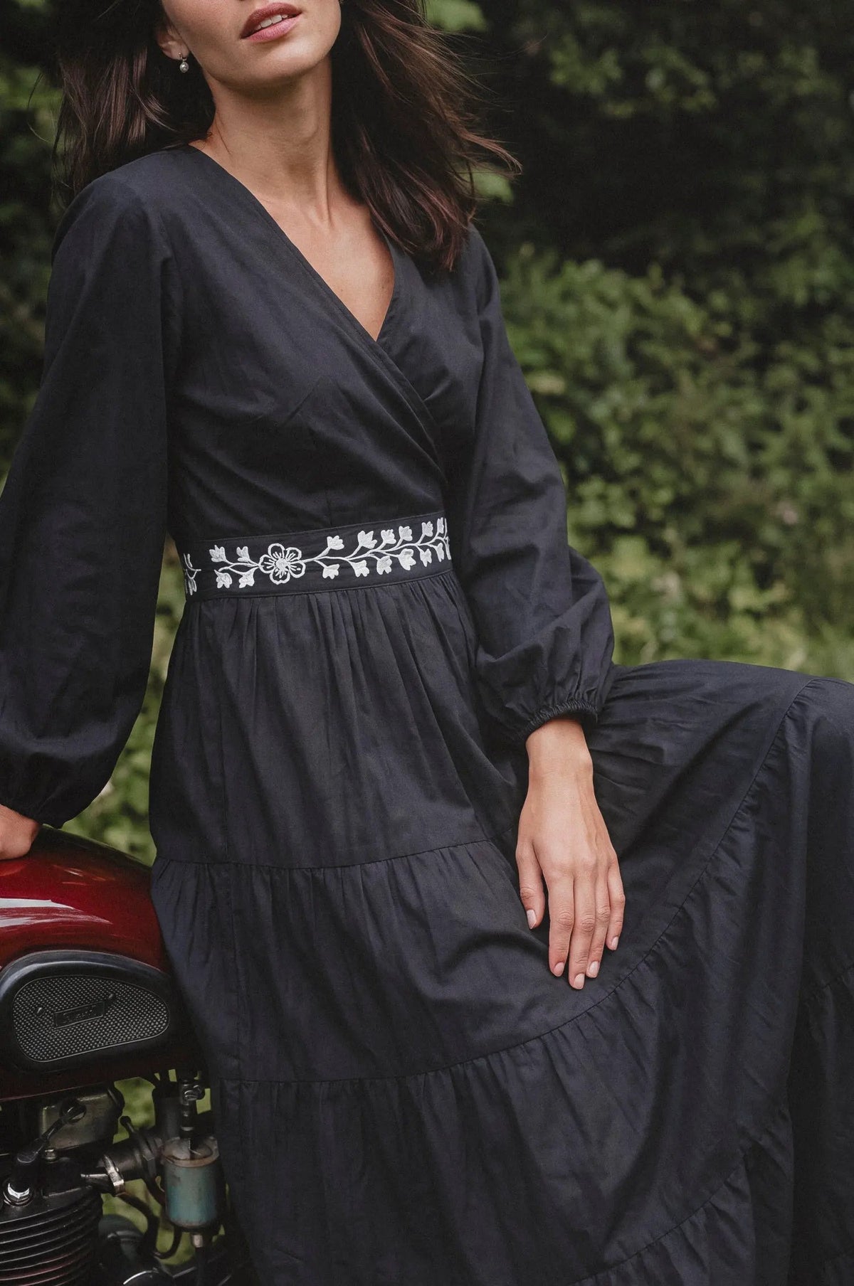 Rosa Alba Embroidered Cotton Wrap Maxi Dress by ELF