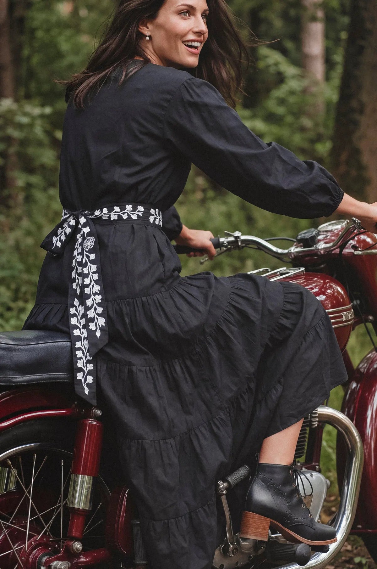 Rosa Alba Embroidered Cotton Wrap Maxi Dress by ELF