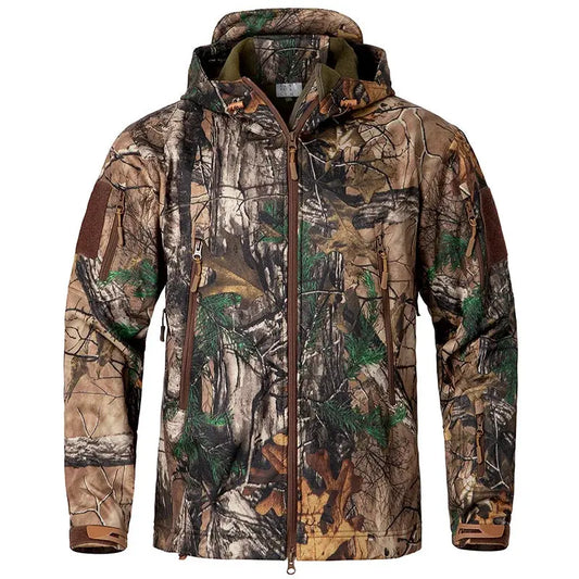 Men's Silent Soft Shell Camouflage Tactical Jacket Waterproof Warm Fleece Hunting Jackets Outdoor Hiking Fishing Hooded Coat by Vimost Shop