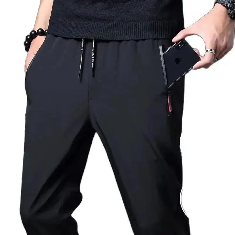 Men's Lightweight Straight-Leg Pants with Elastic Waist for Everyday Wear by Vimost Shop