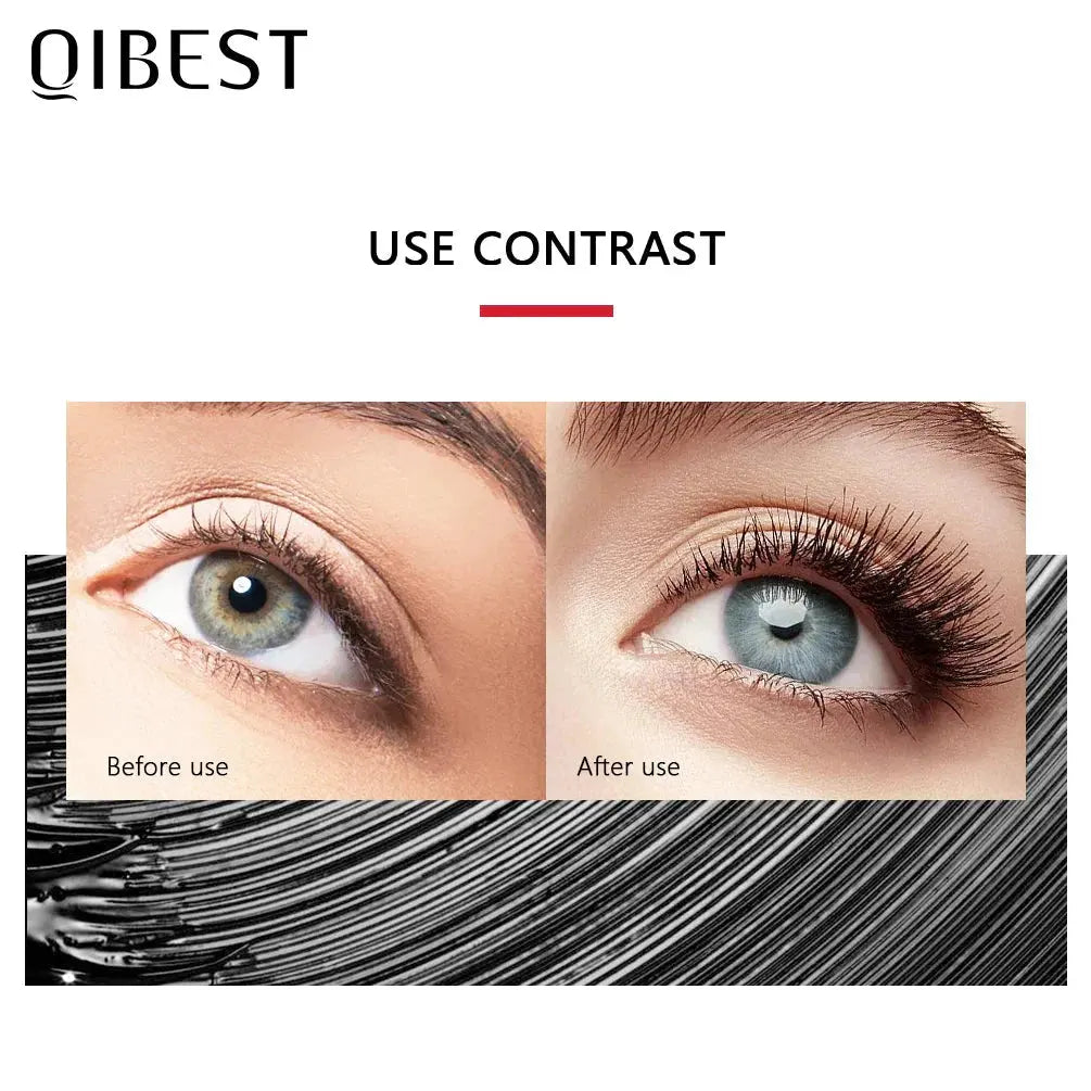 QIBEST Black Mascara Eyelashes Mascara 4D Silky Eyelashes Lengthening Eyelashes Makeup Waterproof Mascara Volume Eye Cosmetics by QiBest Official Store