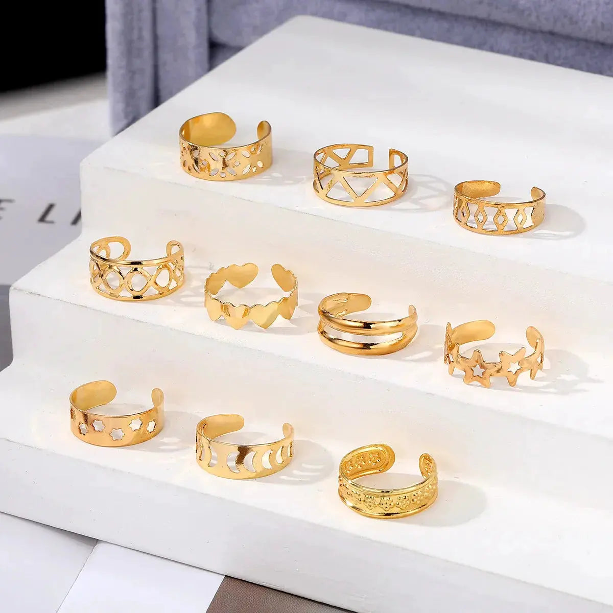 7/10/12Pcs Adjustable Toe Rings for Women Foot Ring Gold/Silver Color Metal Round Jewelry for Girl Summer Beach Barefeet Fashion by Maiden-Art