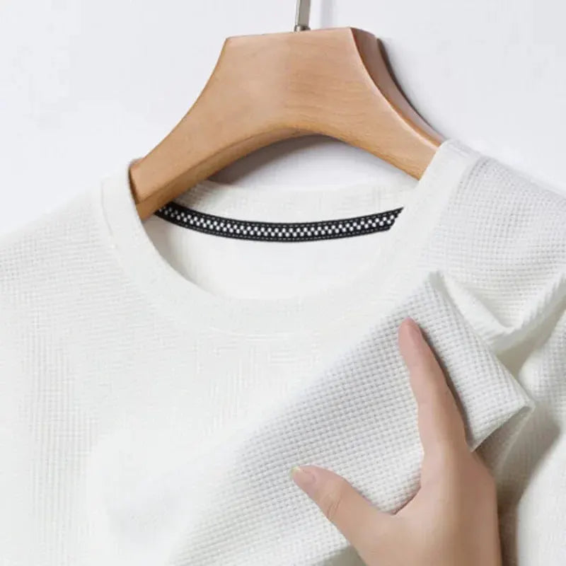 Men’s Waffle-Texture Crew-Neck T-Shirt by Vimost Shop